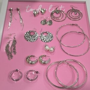 Eleven Vintage Silver-tone Earring Set